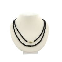 Glass bead necklace/saucer with gold clasp; Antique | 93 cm