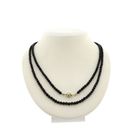 Image 1 of Glass bead necklace/saucer with gold clasp; Antique | 93 cm