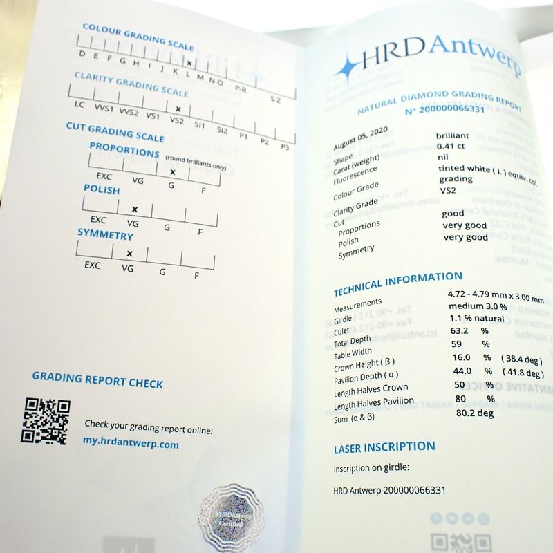 Image 4 of 0.41 ct. Brilliant cut diamond L (+ECG)/ VS2 + HRD Certificate