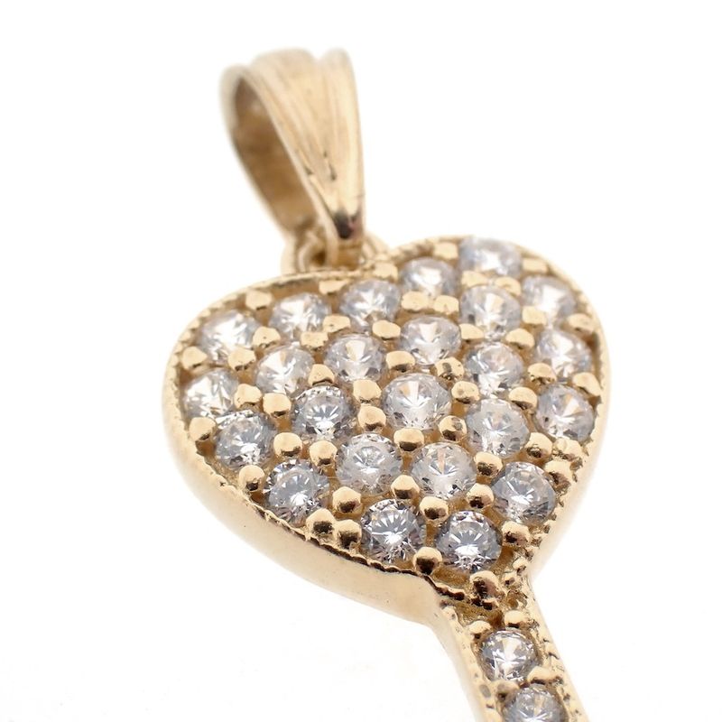 Image 3 of Gold pendant of a key heart with zirconia