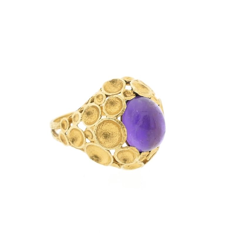 Image 6 of Gold cocktail ring with amethyst