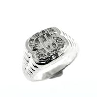 Silver men's ring with dollar sign