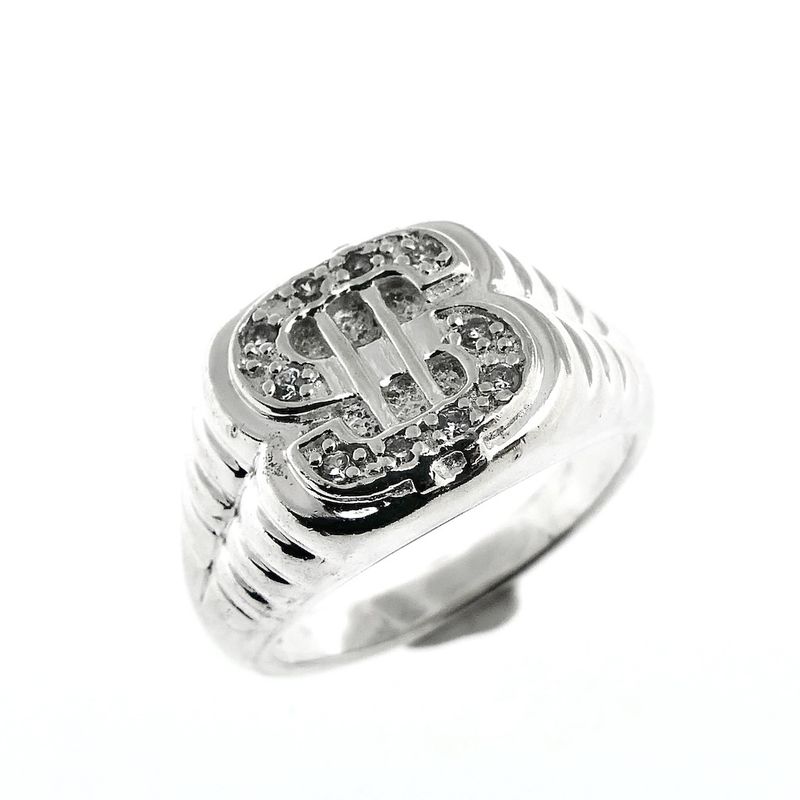 Image 1 of Silver men's ring with dollar sign