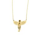 Image 10 of Gold anchor link necklace with a fixed pendant; Angel with zirconia | 45 cm