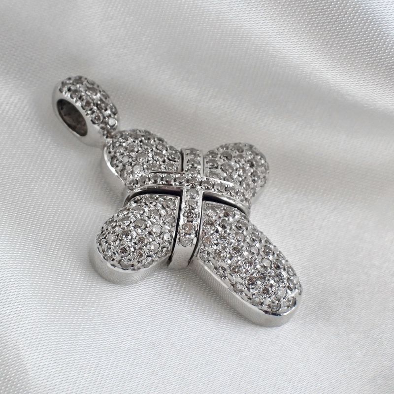 Image 2 of 18-karat white gold cross pendant with diamonds | 1.47 ct.