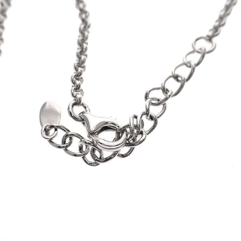 Image 6 of Silver necklace with turquoise and milkstone pendant; 40-45 cm