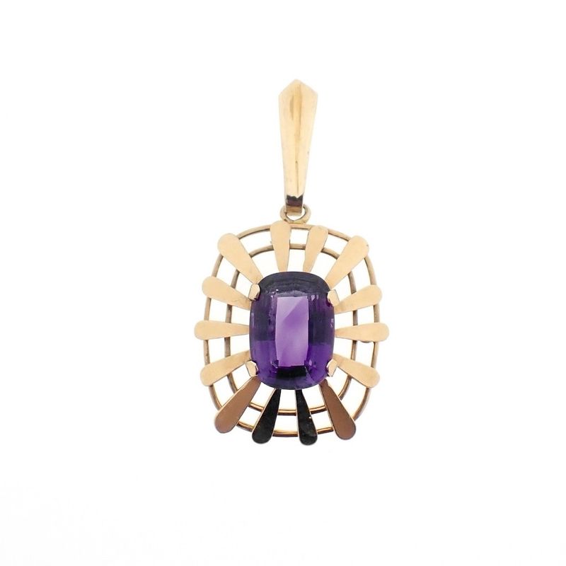 Image 1 of Gold pendant with large amethyst