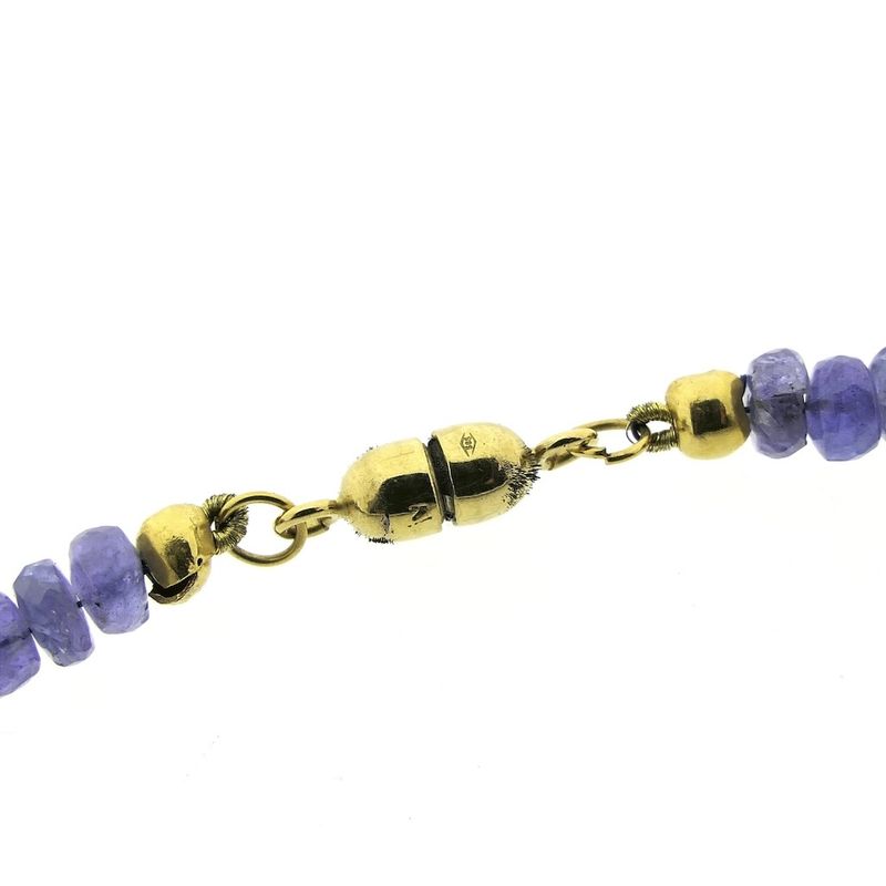 Image 4 of Amethyst bead necklace with gold clasp | 45 cm