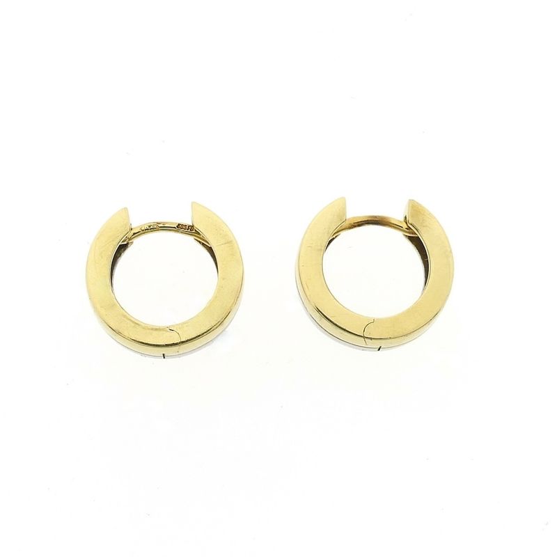Image 3 of Two-tone gold hinged hoop earrings; Ø 14.7 mm