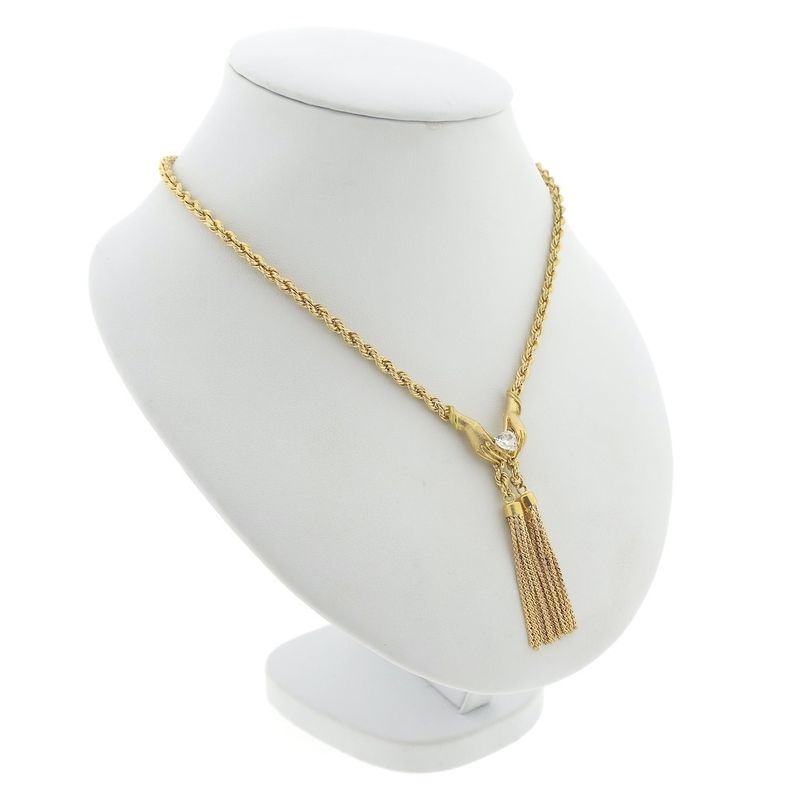 Image 2 of Gold twisted link chain with tassels and zirconia