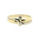 Image 3 of Two-tone gold solitaire ring with diamond; 0.02 ct.