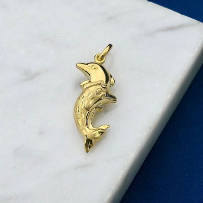 Double Dolphin Pendant; 9 Carat Image 2 of Double Dolphin Pendant; 9 Carat
