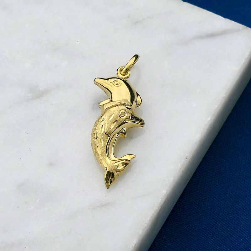 Image 2 of Double Dolphin Pendant; 9 Carat