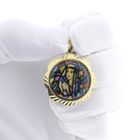 Image 9 of Gold vintage pendant of Mary and Jesus with colored enamel.