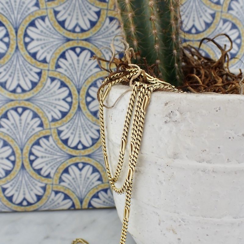 Image 4 of Gold Figaro link chain | 58 cm