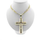 Image 3 of Two-tone gold pendant of a large cross with corpus INRI.