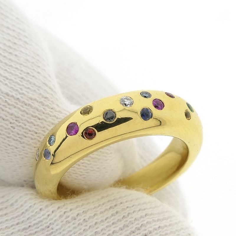 Image 3 of Gold ring set with a cluster of sapphires and diamonds | Bron Jewelry