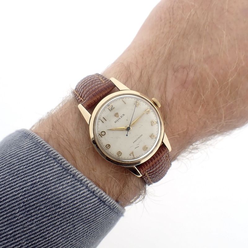 Image 11 of Rolex Precision; 9k gold vintage watch