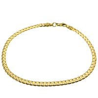 Gold flat gourmet link bracelet | 21 cm