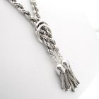 Image 3 of Silver twisted necklace with two tassels | 45 cm