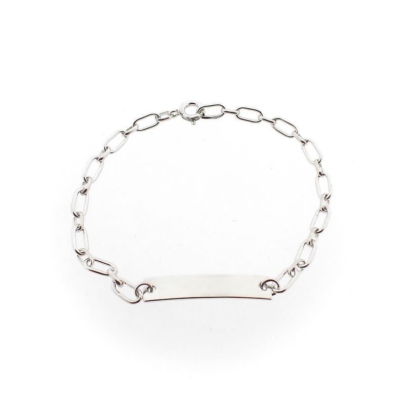 Image 1 of Silver anchor bracelet with engraving plate | 18 cm