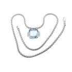 Image 13 of Fope white gold mesh link necklace with aquamarine and diamonds; 0.24 ct.