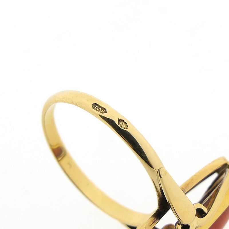 Image 9 of Gold ring with red coral | Vintage