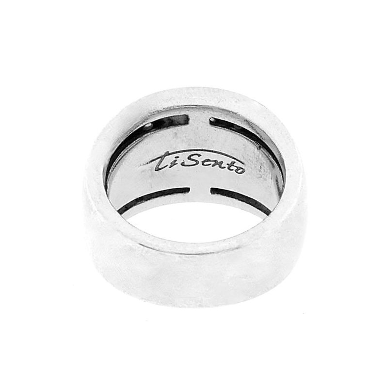 Image 4 of Silver wide paver ring with zirconia; TiSento