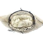Image 4 of Antique clasp bag with silver handle and glass beads