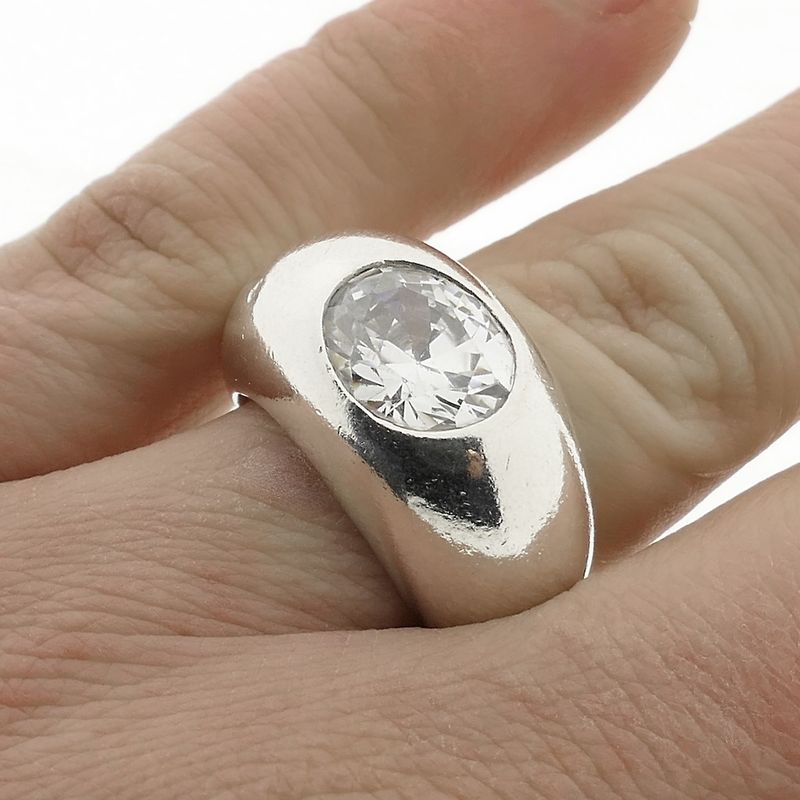 Image 6 of Wide silver ring with zirconia