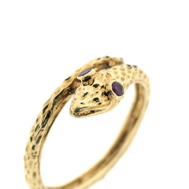 Image 4 of Gold ring; snake with ruby