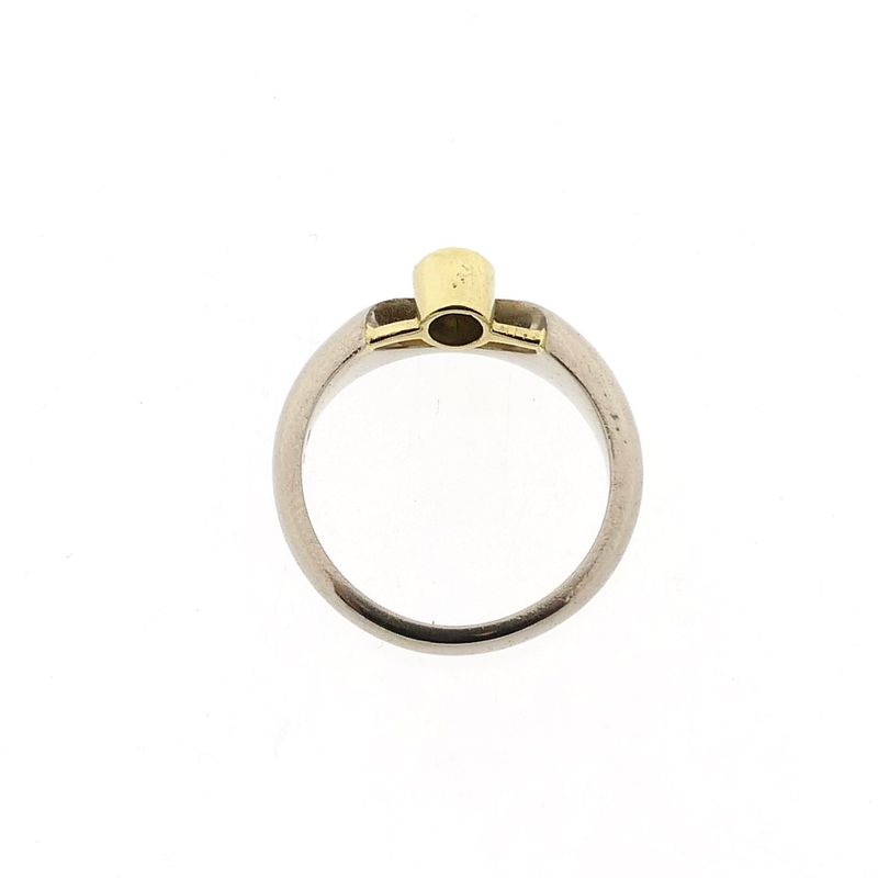Image 5 of Bicolor Gold Solitaire Ring with Diamond; 14K; Size 17.5
