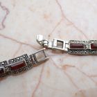 Image 7 of Vintage silver necklace with garnet and marcasite | 46 cm