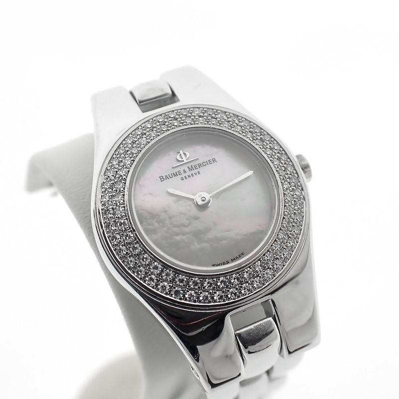 Image 2 of Baume Mercier Linea; 18k gold women's watch with diamonds and mother-of-pearl dial
