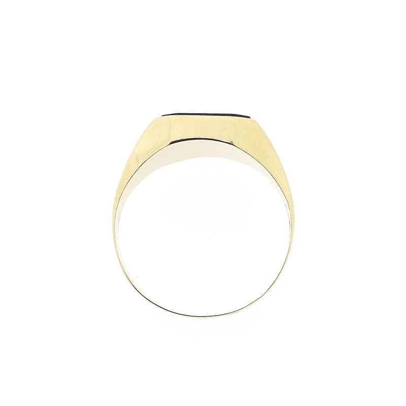 Image 8 of Gold men's signet ring with onyx and diamond | 0.02 ct.