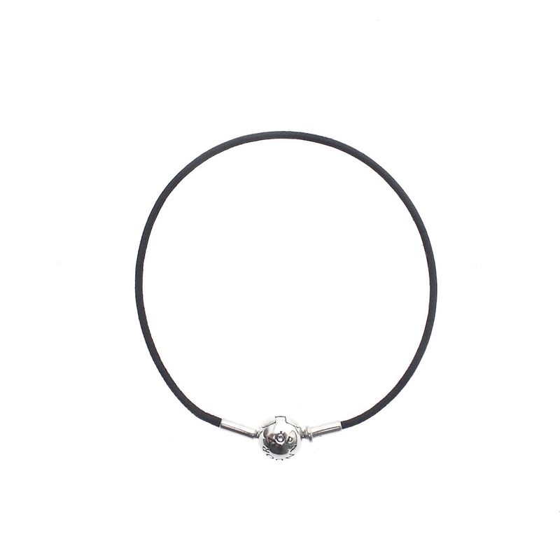 Image 3 of Pandora Essence bracelet; Silver; Black thong | 20 cm