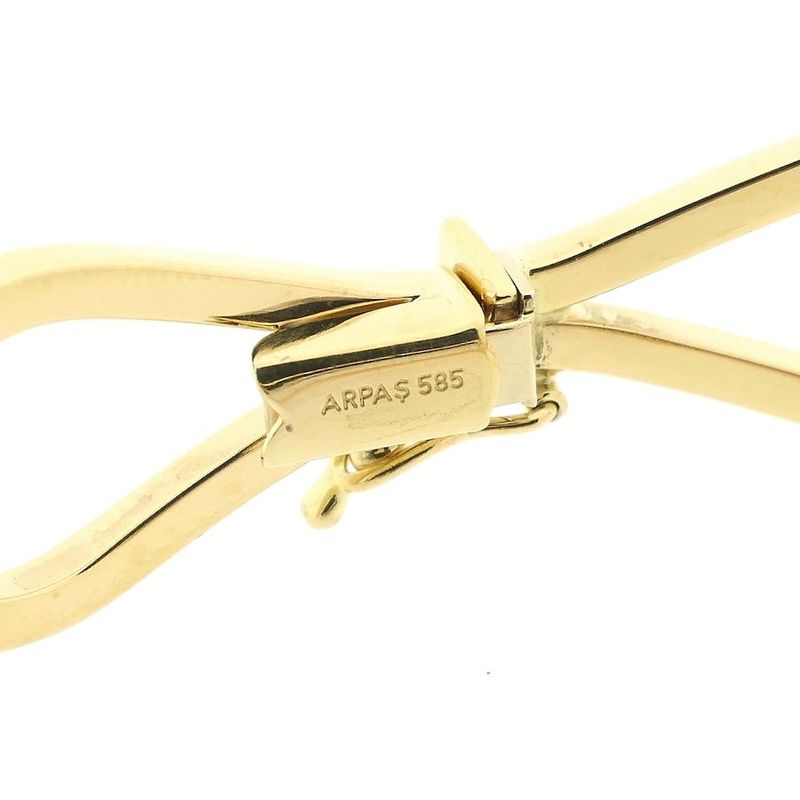 Image 4 of Arpas tricolor gold bangle with zirconia; Size M/L