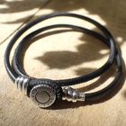 Image 2 of Pandora Moments double black leather bracelet; Silver; Ø 61 mm