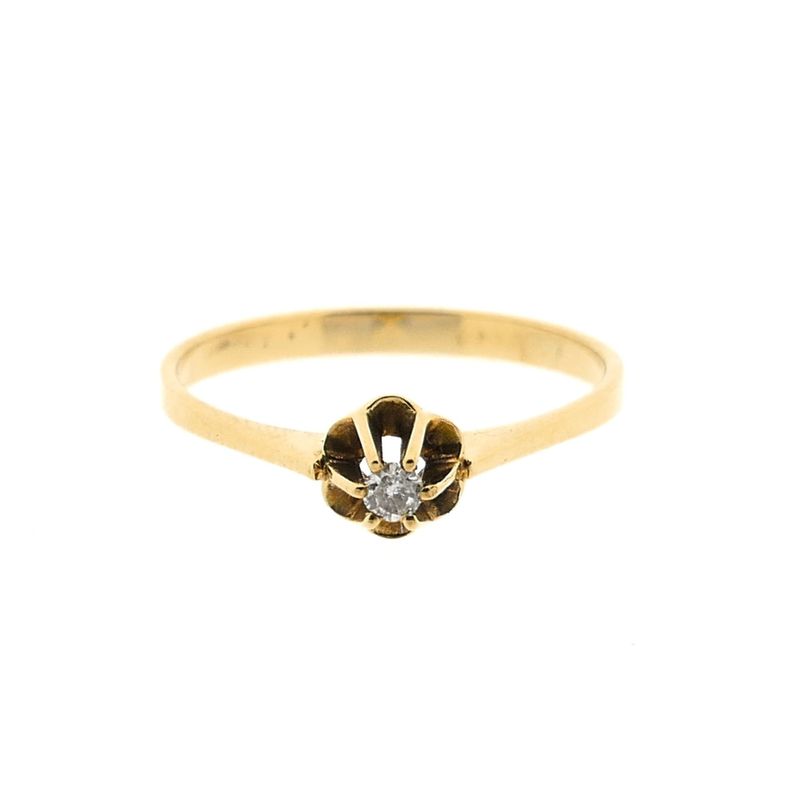 Image 5 of Gold solitaire ring with diamond; 0.05 ct.