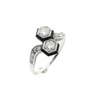 Image 1 of White Gold Ring with Diamond and Onyx; 0.40 ct; 14K; Size 17.25