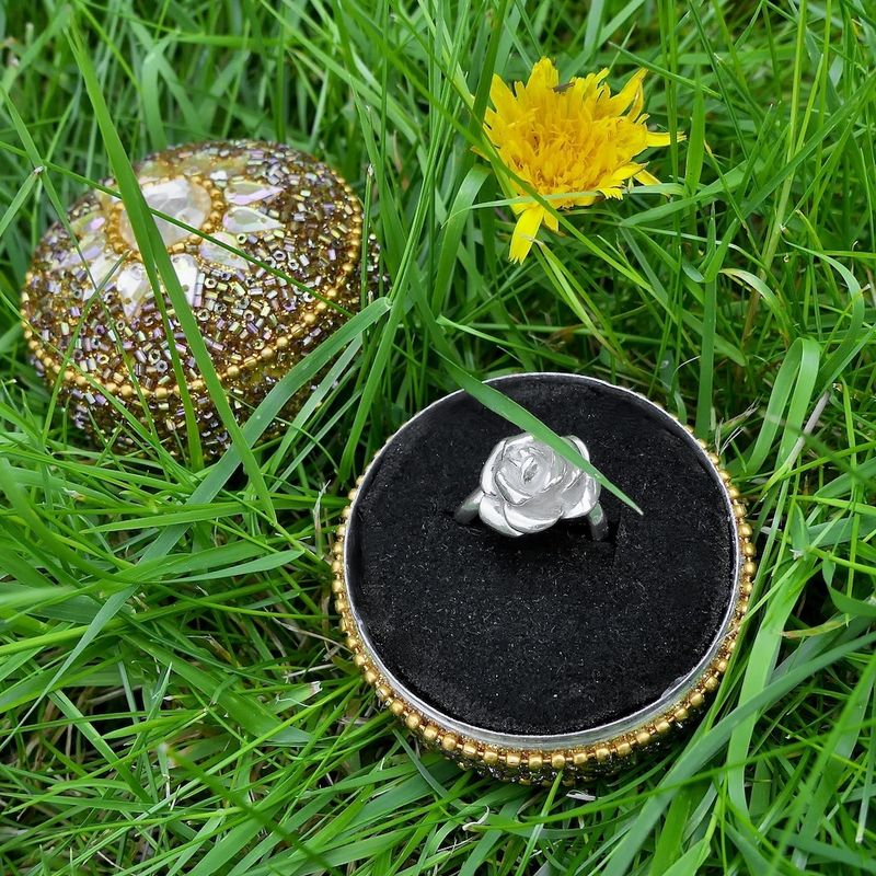 Image 2 of Silver ring with rose