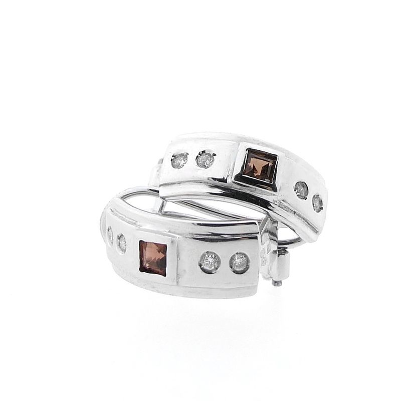 Image 3 of White gold stud earrings with zirconia diamonds 0.08 ct.