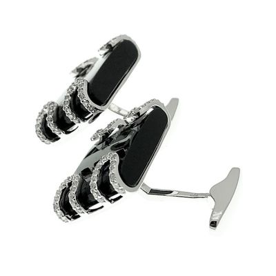 Image 2 of Exclusive white gold cufflinks with onyx and diamond 1.08 ct.