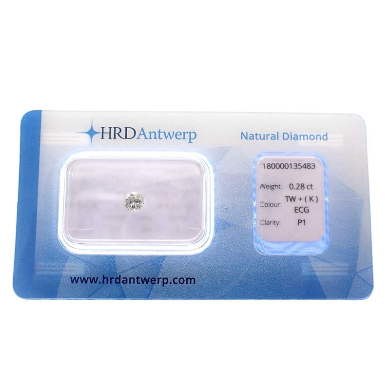 Image 1 of 0.28 ct. Brilliant cut diamond K (+ECG) P1 + HRD Certificate