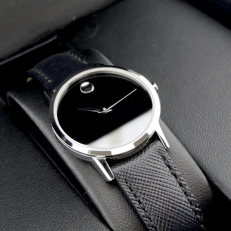 Image 10 of Movado Museum Classic; Steel women's watch with black dial; 0607204