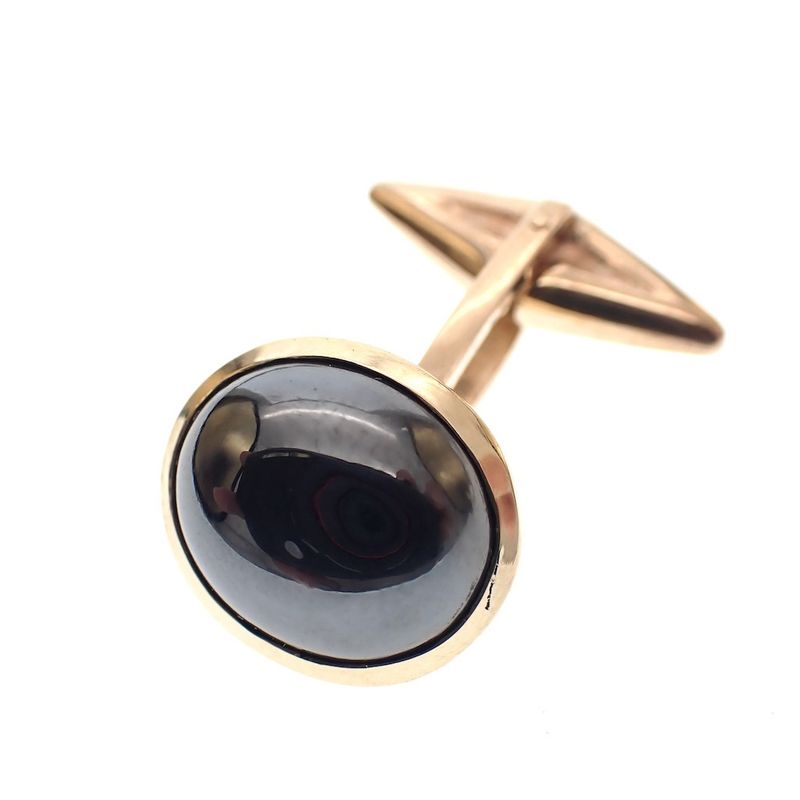 Image 5 of Vintage gold cufflinks with hematite