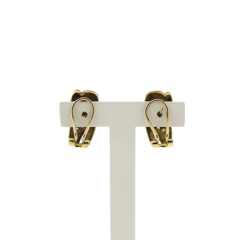 Image 4 of Vintage gold clip-on earrings with ruby ​​and diamond 0.25 ct.