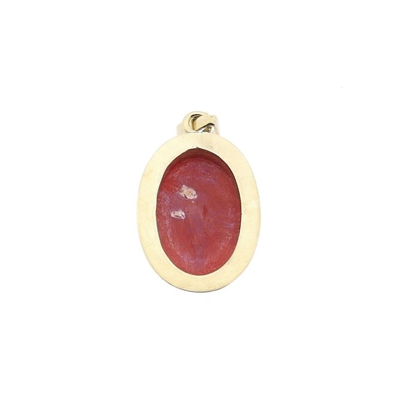 Image 5 of Antique gold pendant with blood coral.