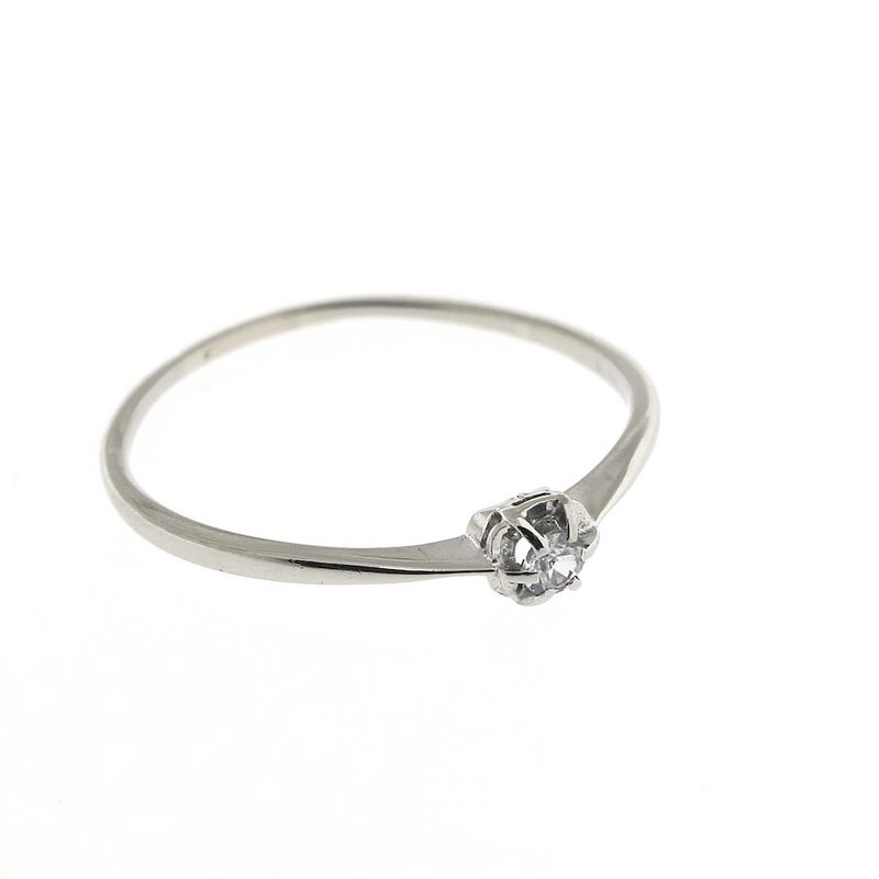 Image 4 of White gold solitaire ring with diamond | 0.06 ct.