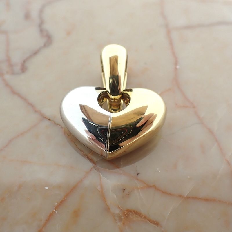 Image 2 of 18K Two-tone gold heart pendant; Chimento